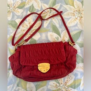 Prada Patina Dressy gaufre Red Leather Bag (rosso)